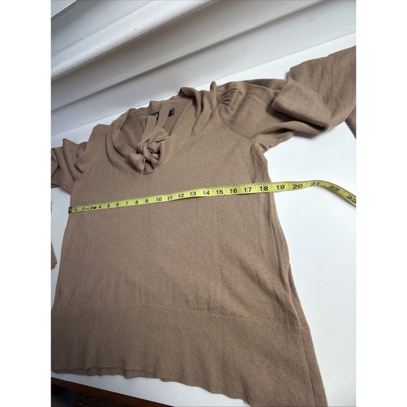 Lauren Ralph Lauren Women's Winter Brown Tie Neck Puff Sleeve Sweater Size L - Picture 6 of 7